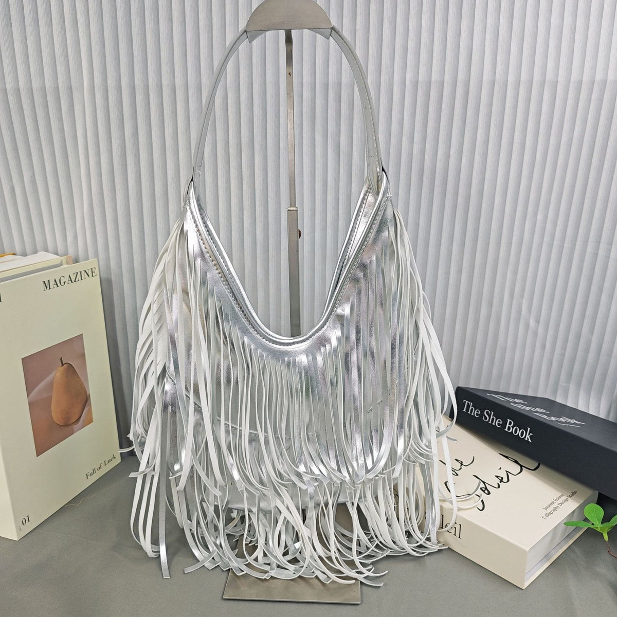 Boho Fringe Faux Leather Hobo Shoulder Bag