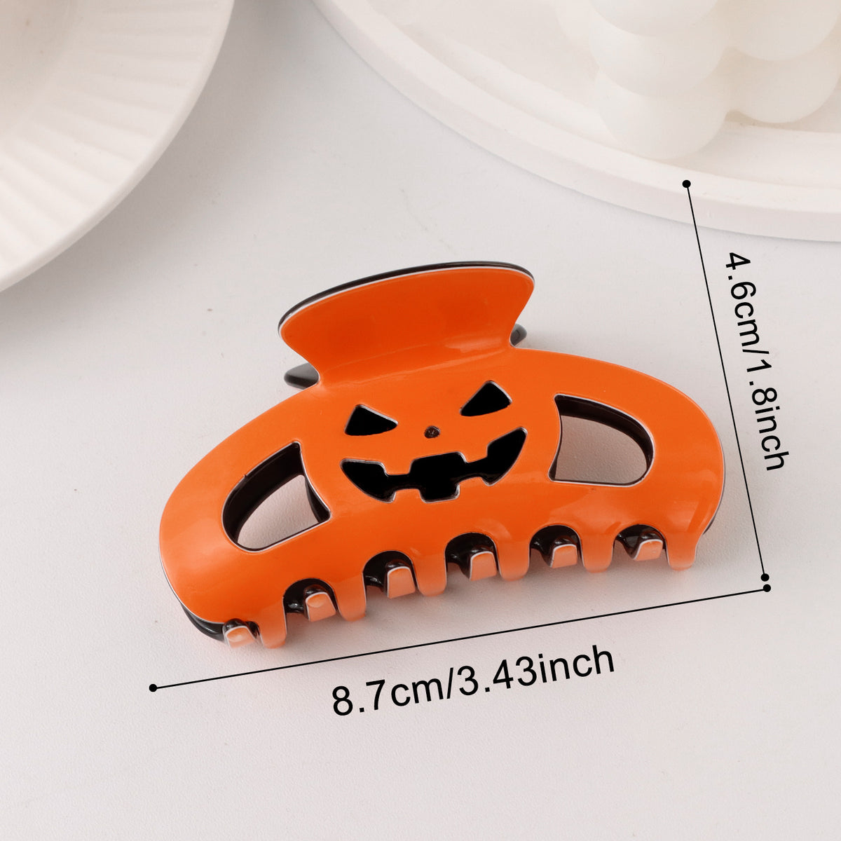Jack O Lantern Hair Claw Clip - Color_01