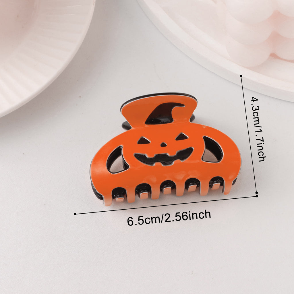 Jack O Lantern Hair Claw Clip - Color_02