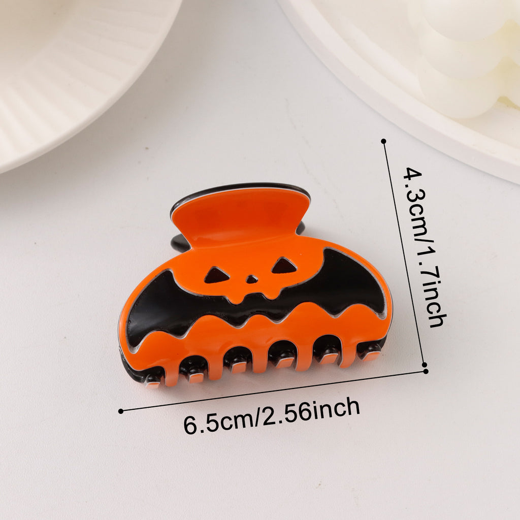 Jack O Lantern Hair Claw Clip - Color_05