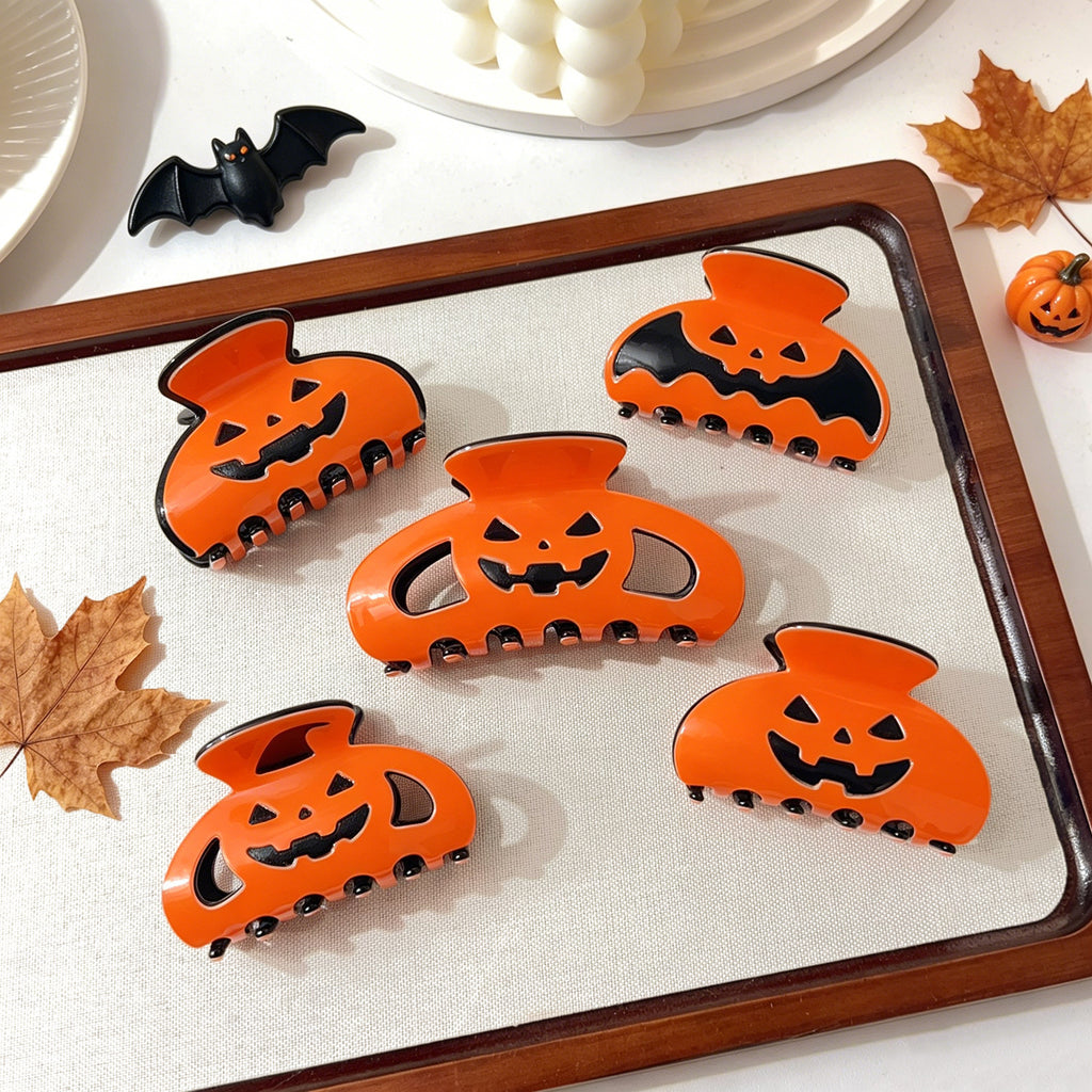 Jack O Lantern Hair Claw Clip