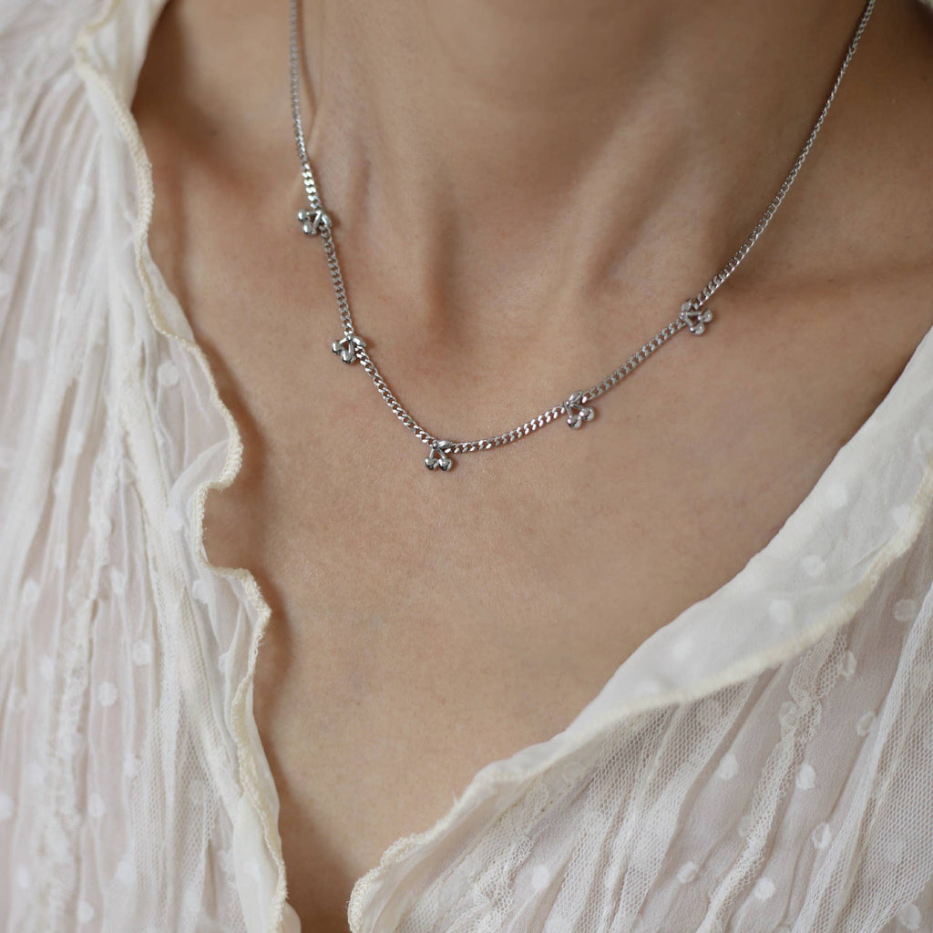 Dainty Cherry Charm Curb Chain Necklace