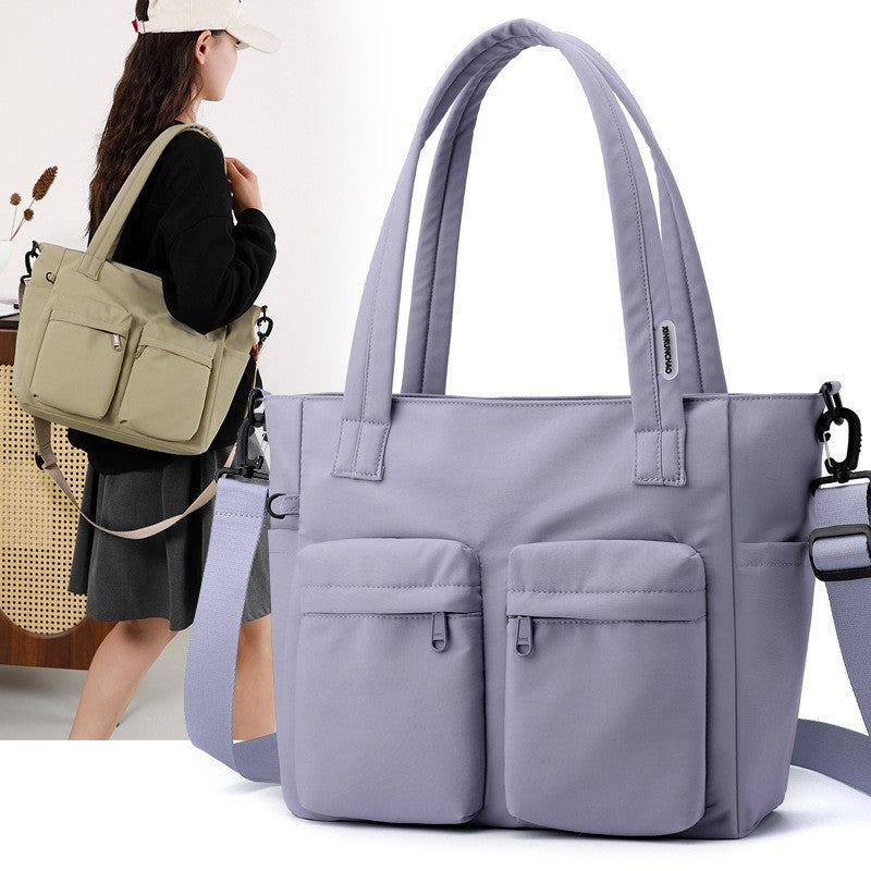 Nylon Utility Tote Bag with Crossbody Strap
