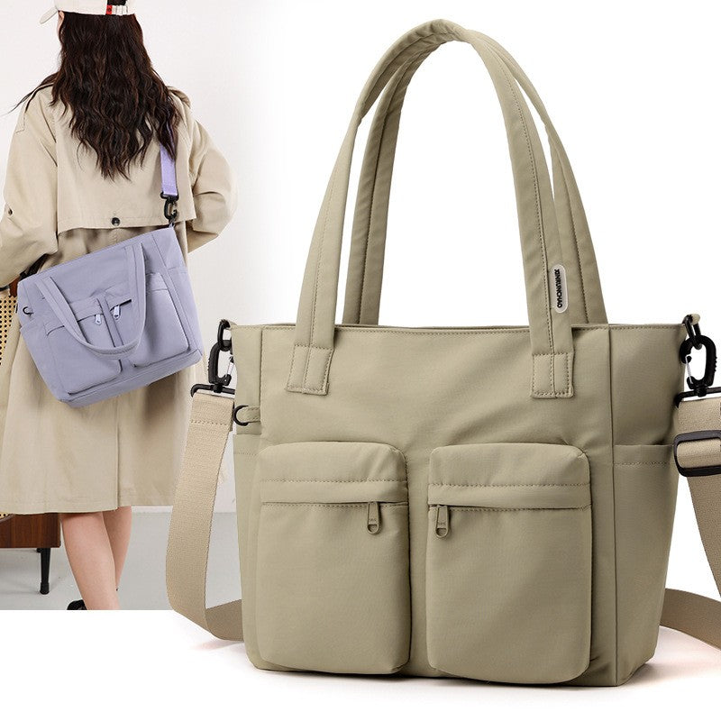 Nylon Utility Tote Bag with Crossbody Strap