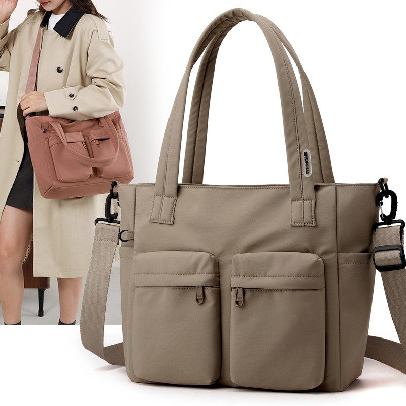 Nylon Utility Tote Bag with Crossbody Strap