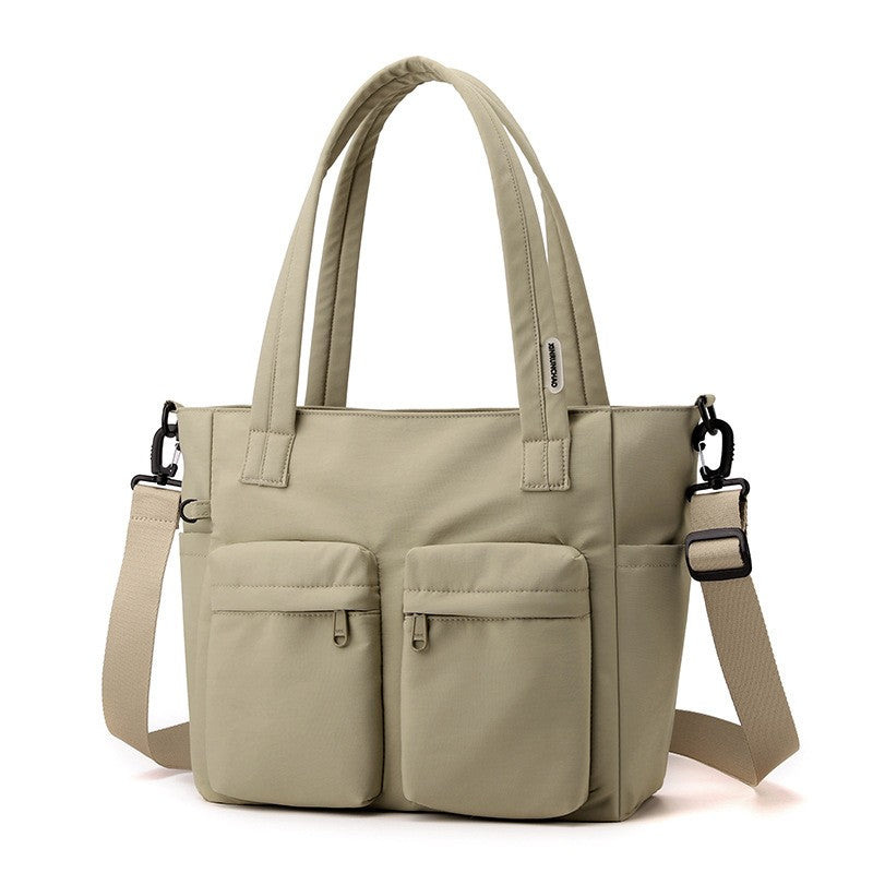 Nylon Utility Tote Bag with Crossbody Strap