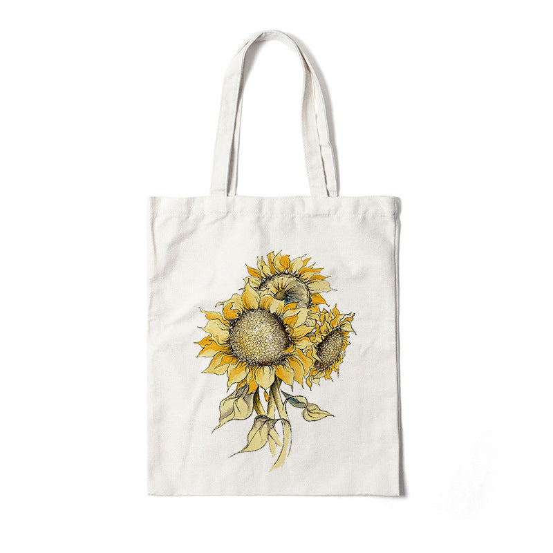 Pressed Flower Print Cotton Tote Bag - Style_13