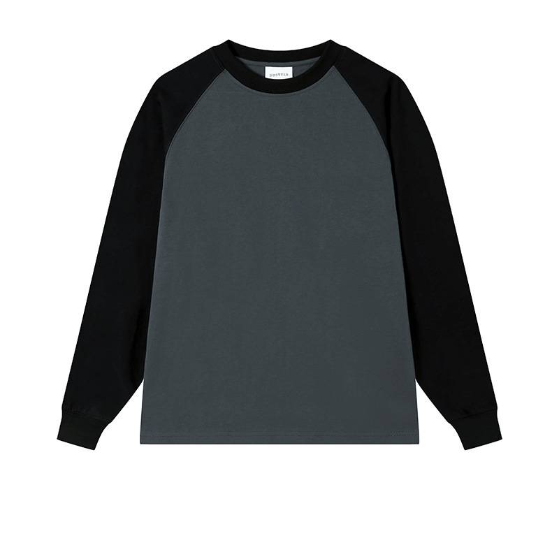 Two Tone Raglan Sleeve Cotton Tee - B_Black