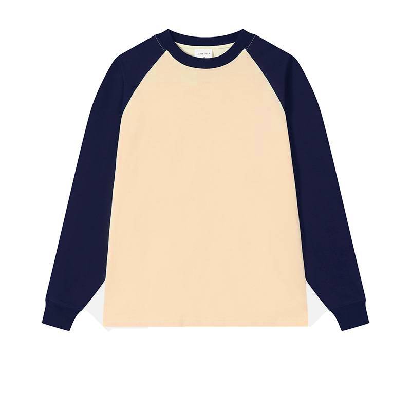 Two Tone Raglan Sleeve Cotton Tee - B_Navy