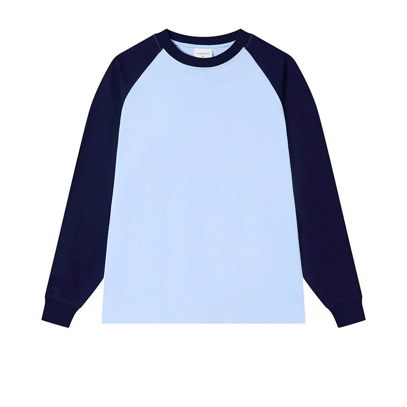 Two Tone Raglan Sleeve Cotton Tee - Navy