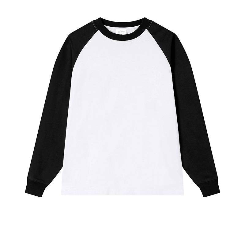 Two Tone Raglan Sleeve Cotton Tee - W_Black