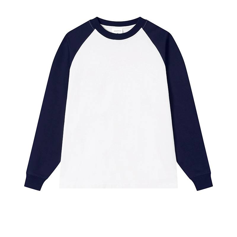 Two Tone Raglan Sleeve Cotton Tee - W_Navy