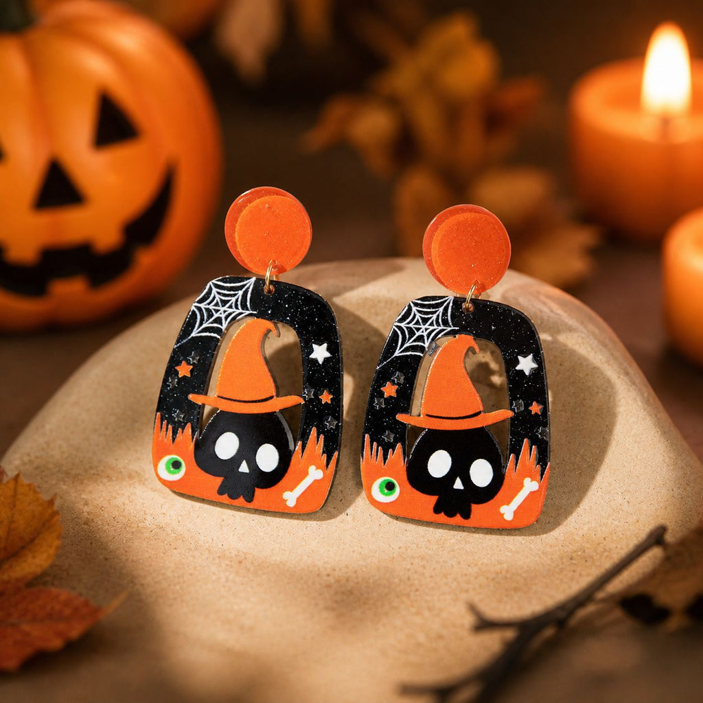 Acrylic Halloween Statement Dangle Earrings - NO-4