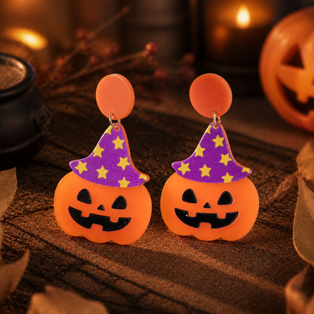 Acrylic Halloween Statement Dangle Earrings - NO-5