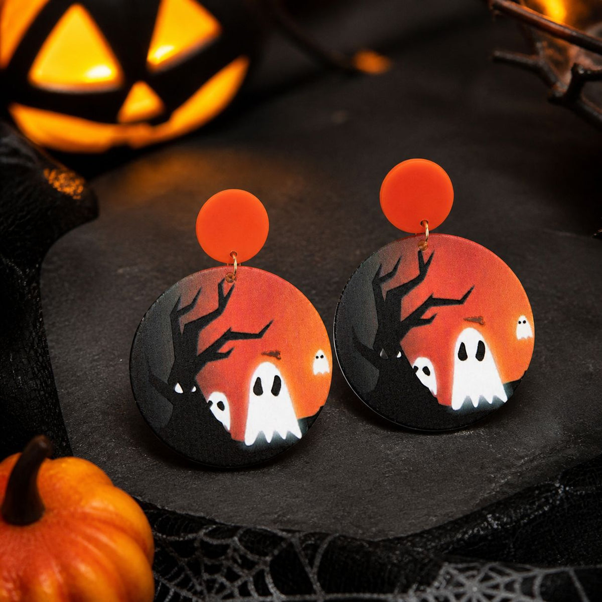 Acrylic Halloween Statement Dangle Earrings - NO-8