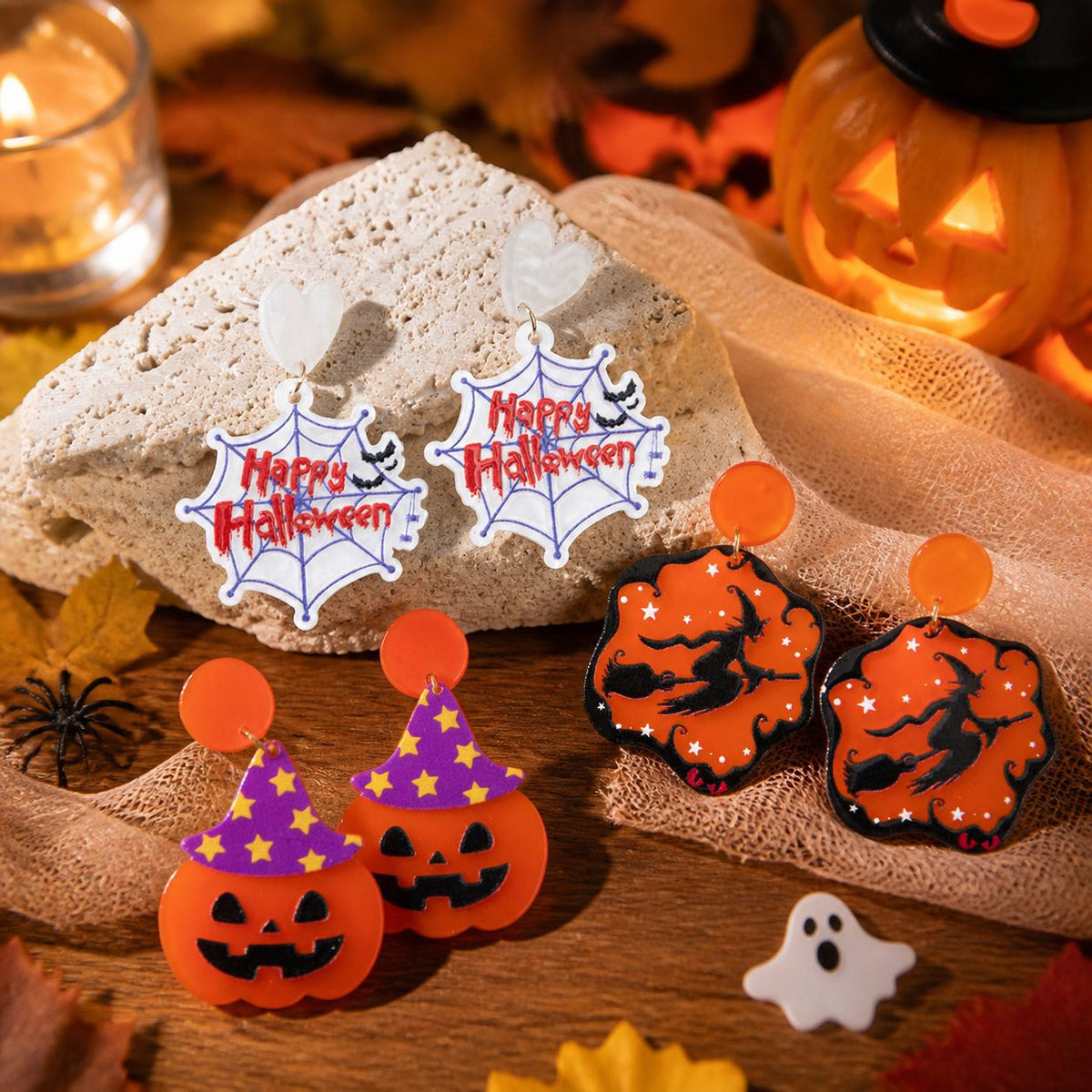 Acrylic Halloween Statement Dangle Earrings - view 1