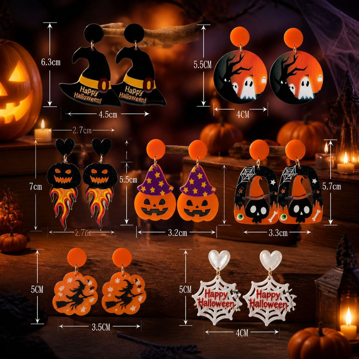 Acrylic Halloween Statement Dangle Earrings - view 2