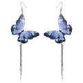 Printed Butterfly Long Chain Drop Earrings - Color_01