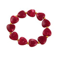 Chunky Heart Bead Stretch Bracelet - Red