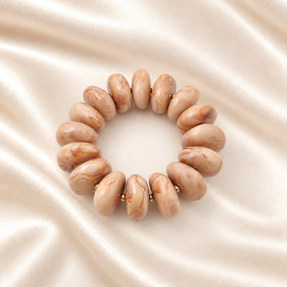 Chunky Swirl Rondelle Beaded Stretch Bracelet - Nude_Pink
