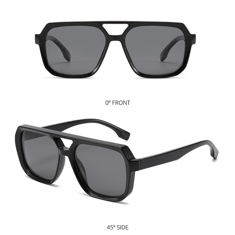 Double Bridge Aviator Polarized Sunglasses - BLACK