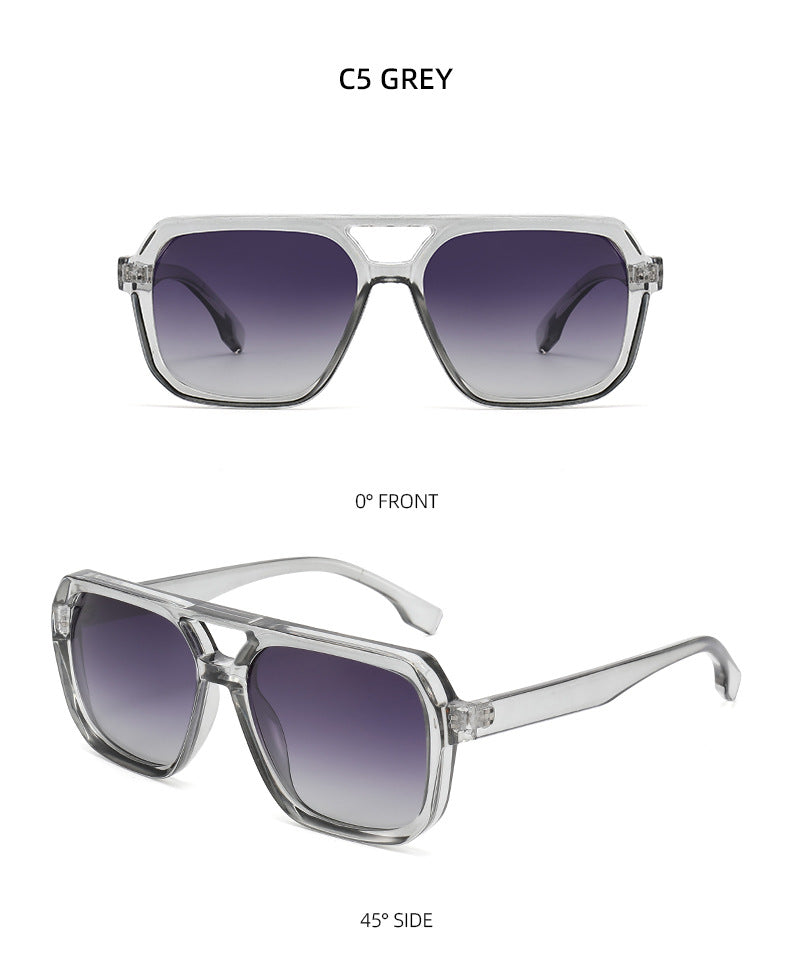 Double Bridge Aviator Polarized Sunglasses - GREY