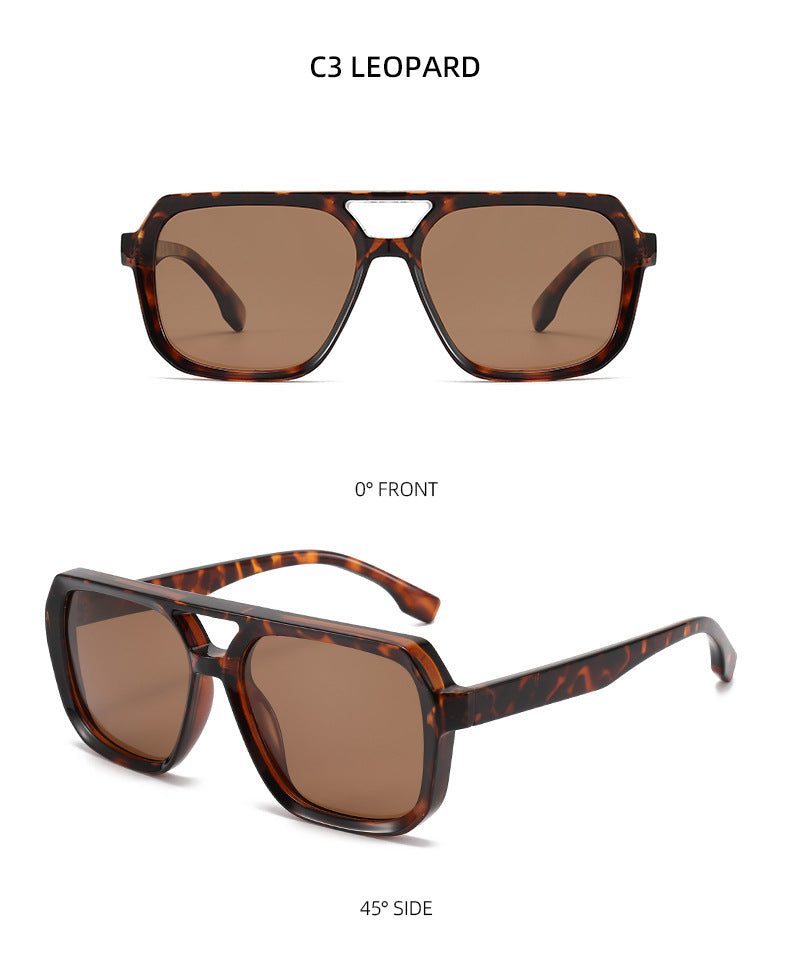 Double Bridge Aviator Polarized Sunglasses - LEOPARD