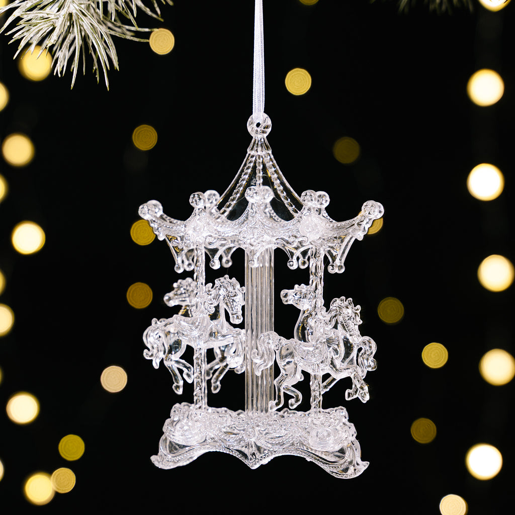 Crystal-Look Acrylic Christmas Tree Ornament - Carousel