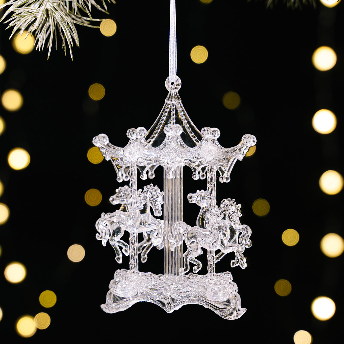 Crystal-Look Acrylic Christmas Tree Ornament - Carousel