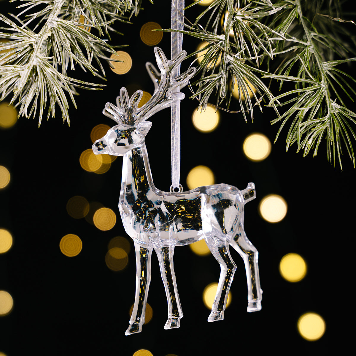 Crystal-Look Acrylic Christmas Tree Ornament - Deer-A