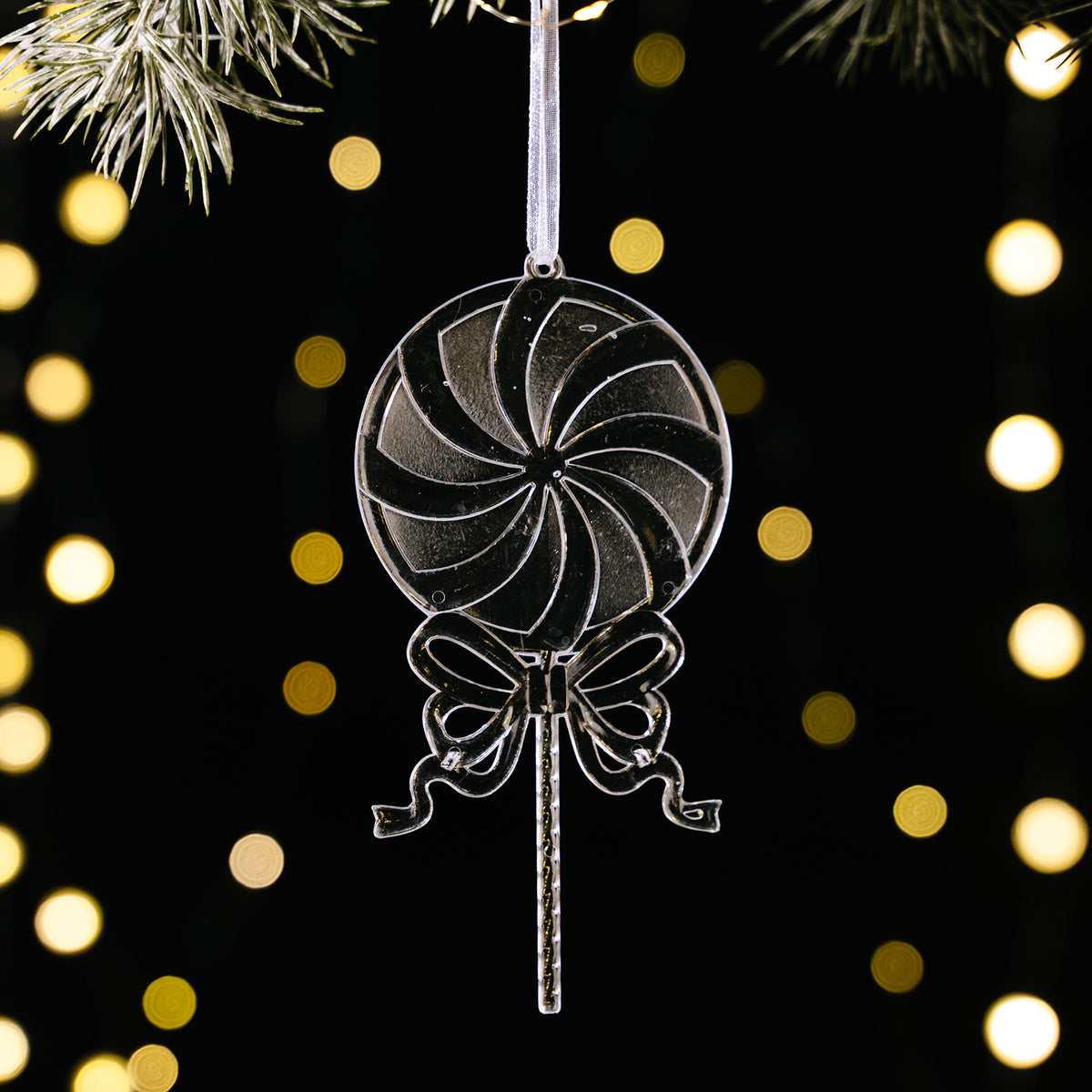 Crystal-Look Acrylic Christmas Tree Ornament - Lollipop