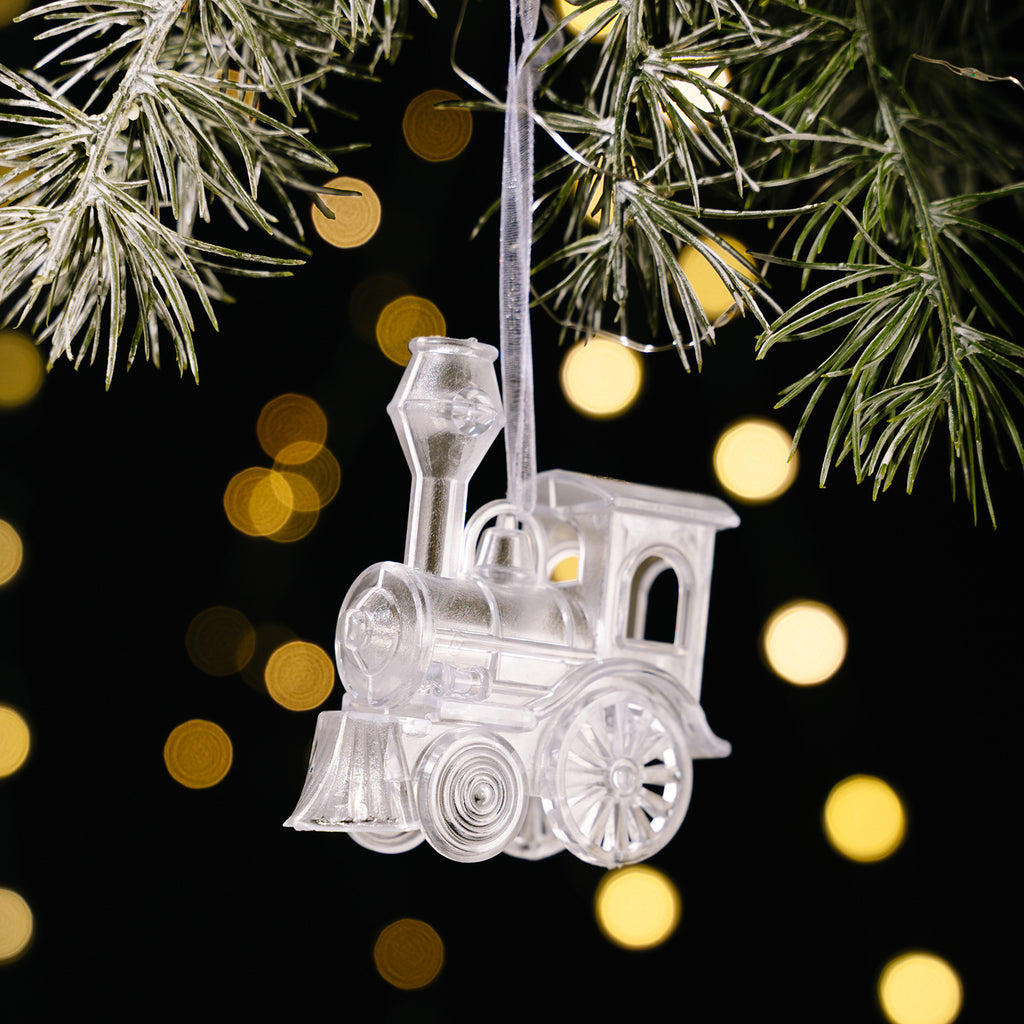 Crystal-Look Acrylic Christmas Tree Ornament - Train