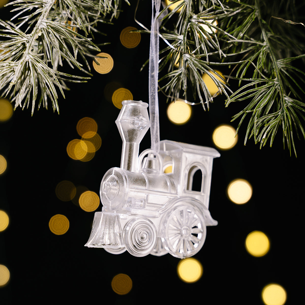 Crystal-Look Acrylic Christmas Tree Ornament - Train