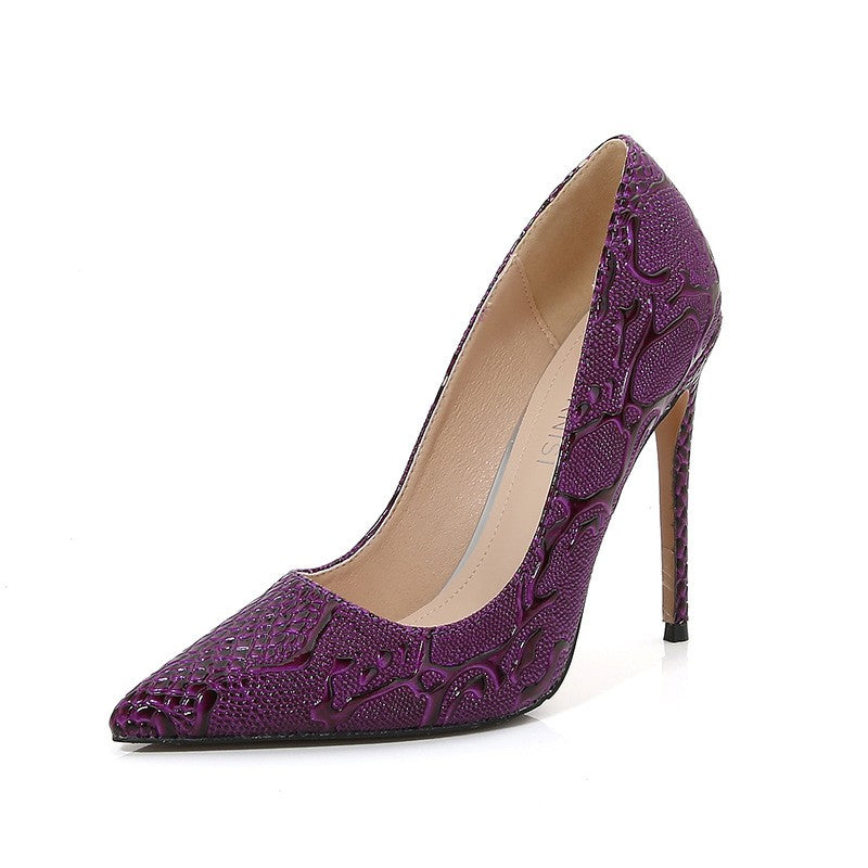 Snake Embossed Pointed Toe Stiletto Pumps