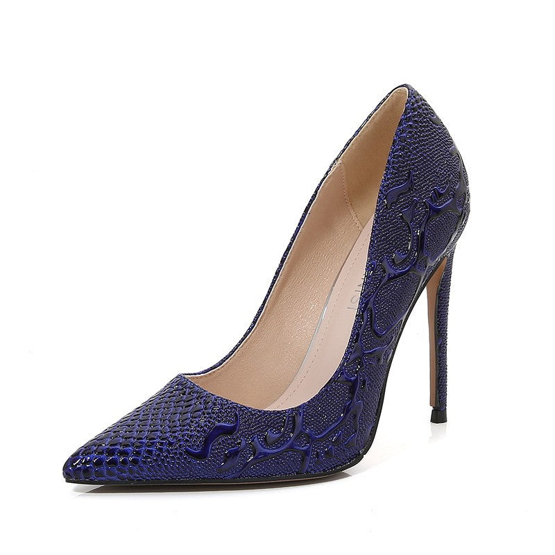 Snake Embossed Pointed Toe Stiletto Pumps