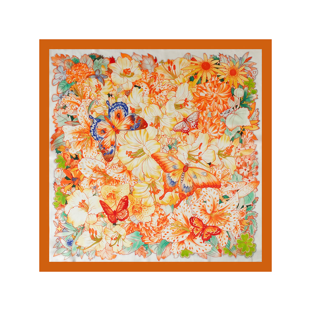 Floral Butterfly Print Square Scarf - view 1