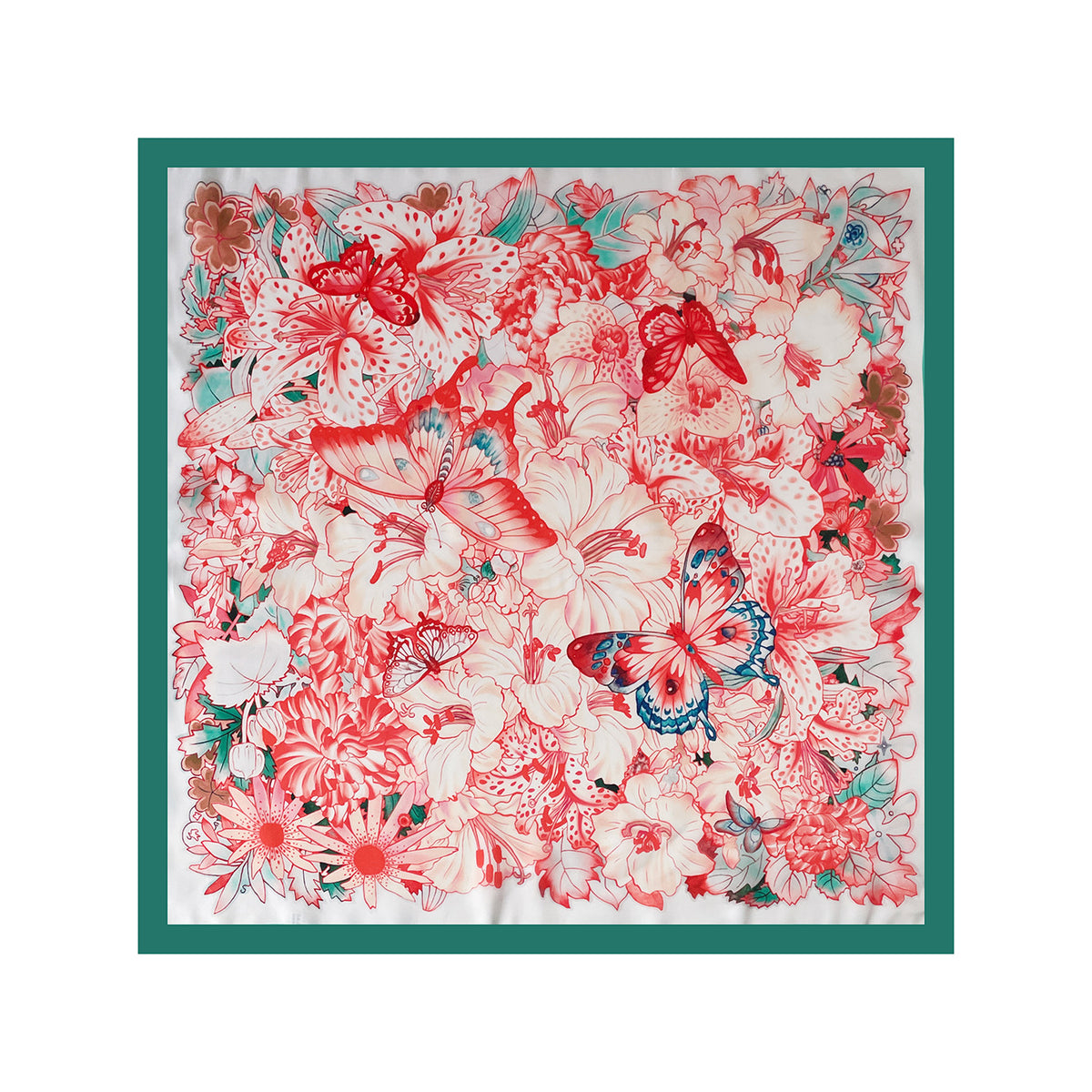 Floral Butterfly Print Square Scarf - view 4