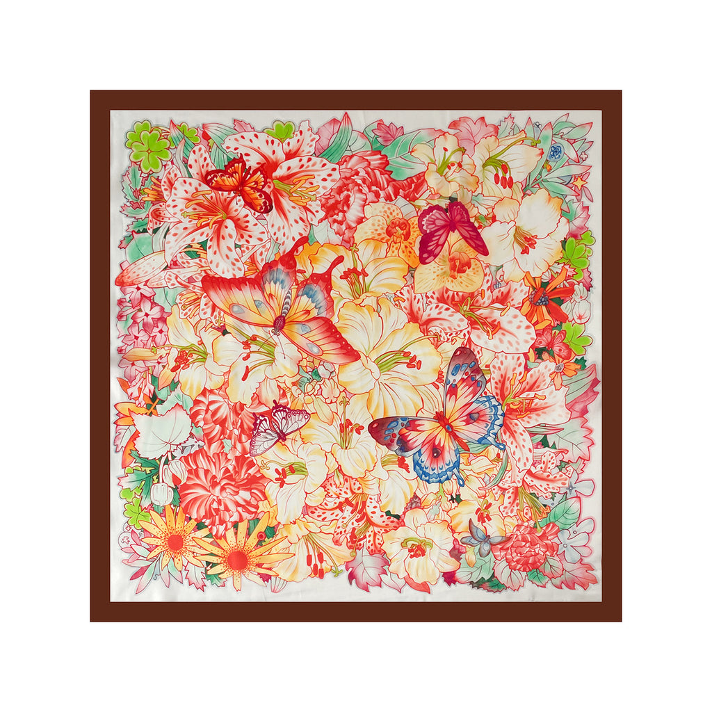Floral Butterfly Print Square Scarf - view 5