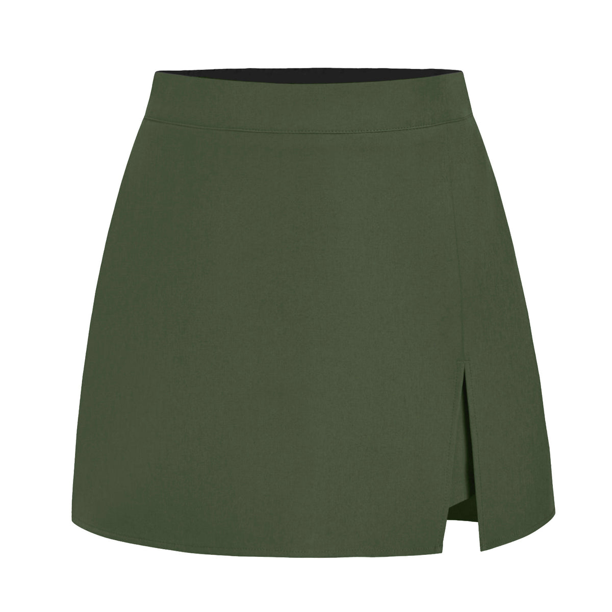 Tailored High Waist Wrap Front Mini Skirt - ArmyGreen