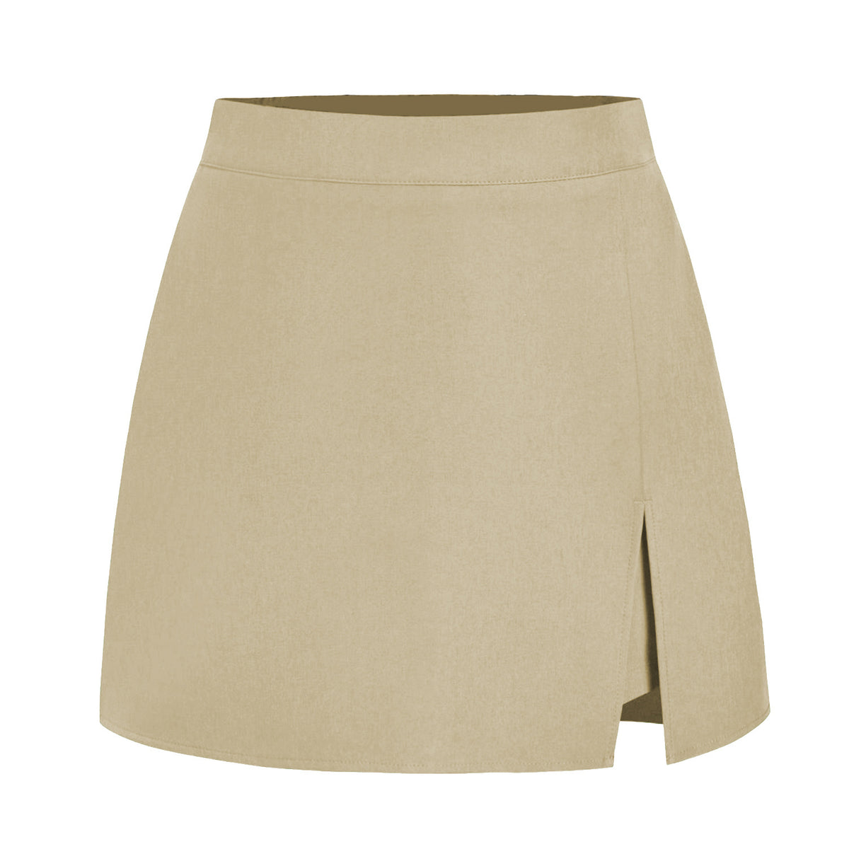 Tailored High Waist Wrap Front Mini Skirt - Beige