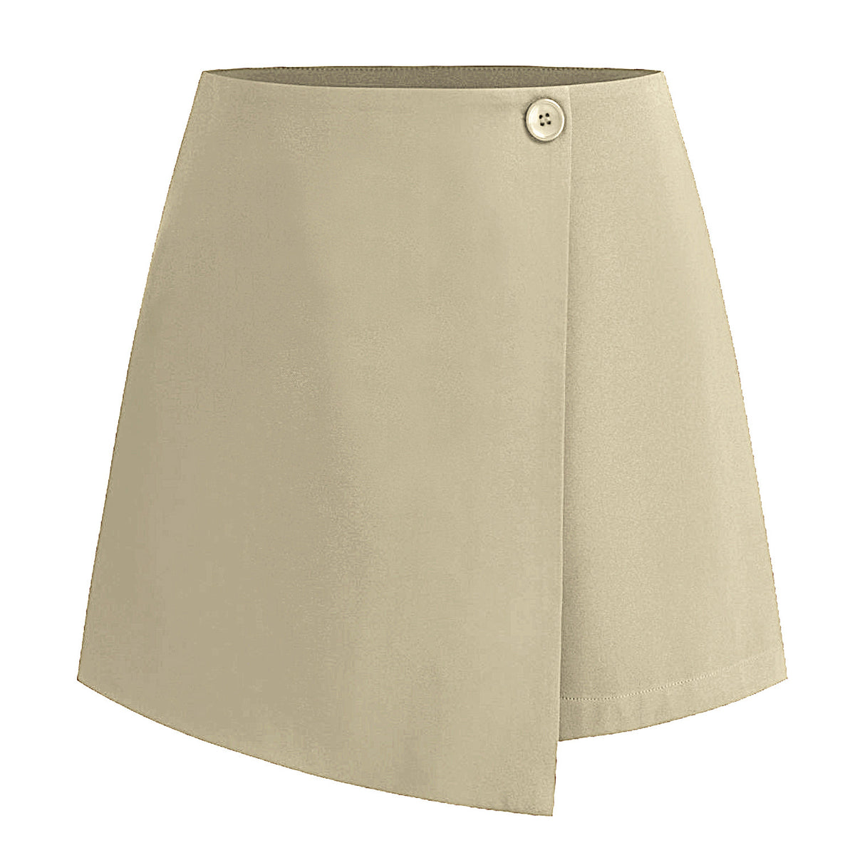 Tailored High Waist Wrap Front Mini Skirt - Beige01