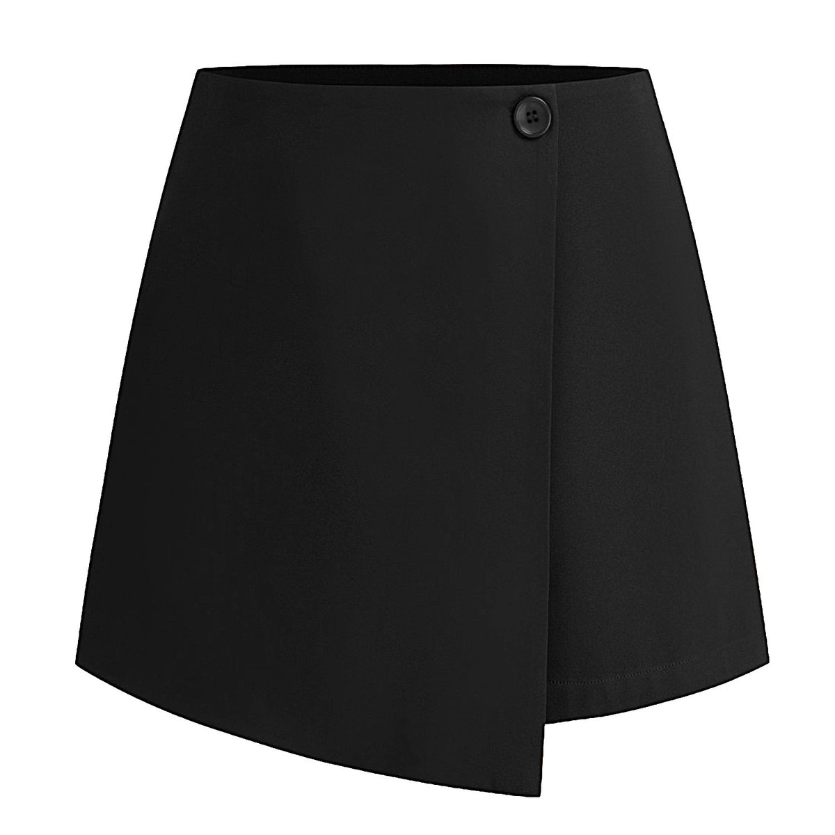 Tailored High Waist Wrap Front Mini Skirt - Black01