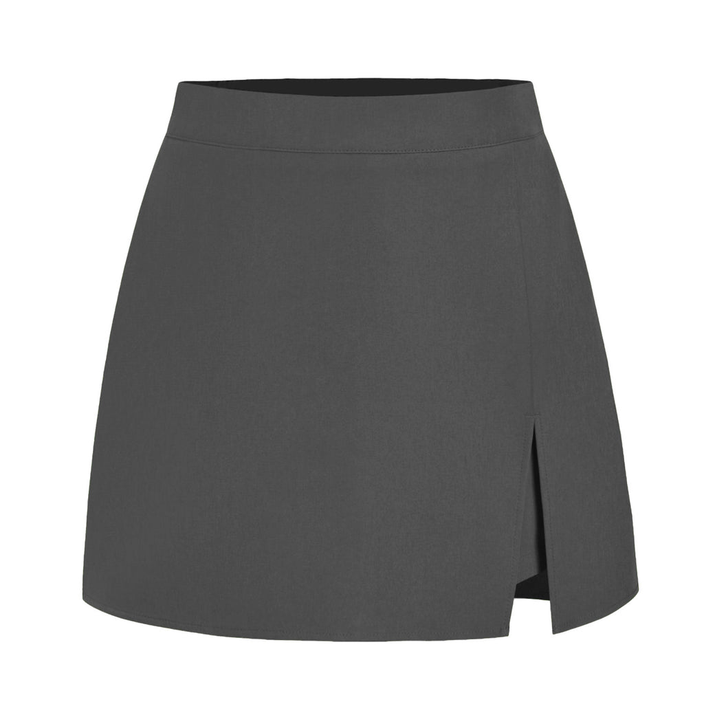 Tailored High Waist Wrap Front Mini Skirt - Grey