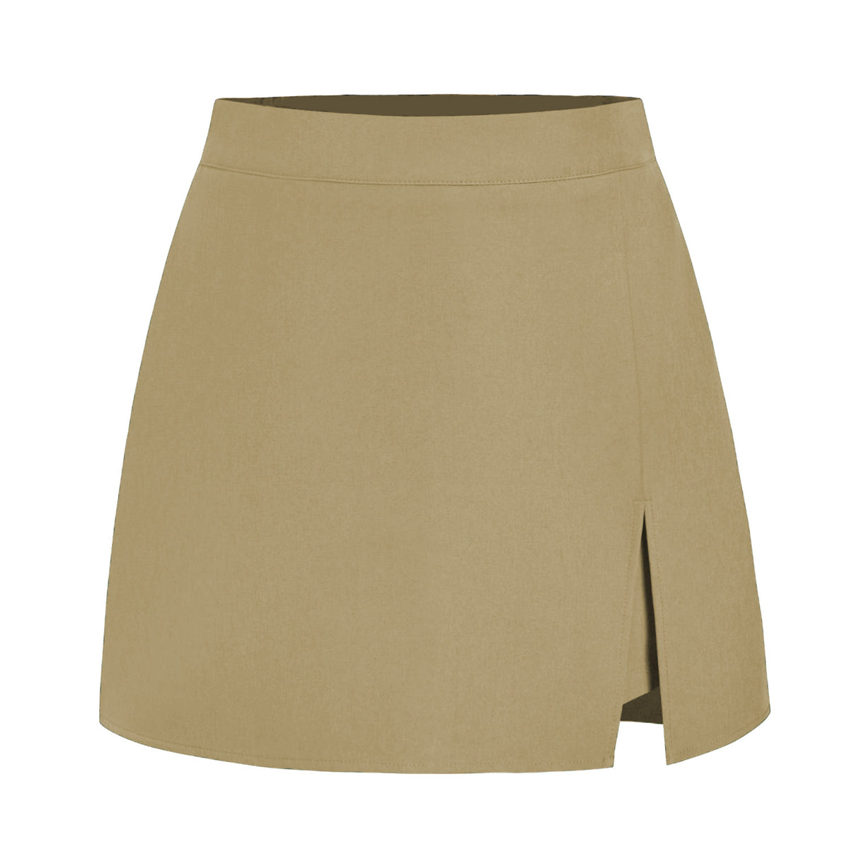 Tailored High Waist Wrap Front Mini Skirt - Khaki