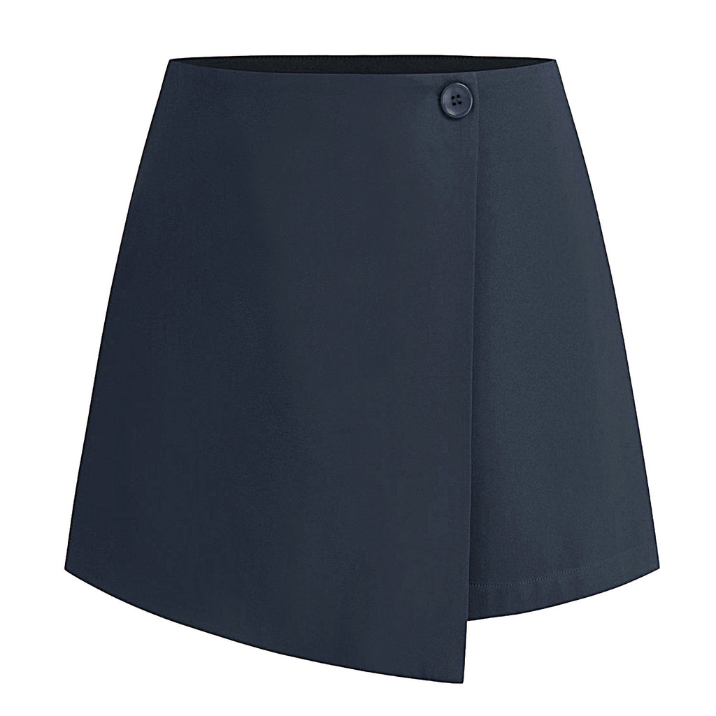 Tailored High Waist Wrap Front Mini Skirt - Navy01