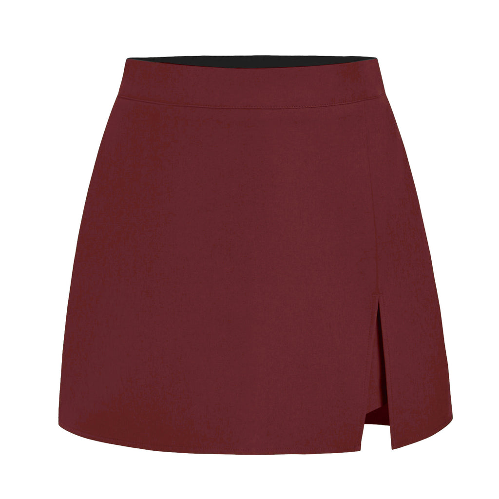 Tailored High Waist Wrap Front Mini Skirt - Red
