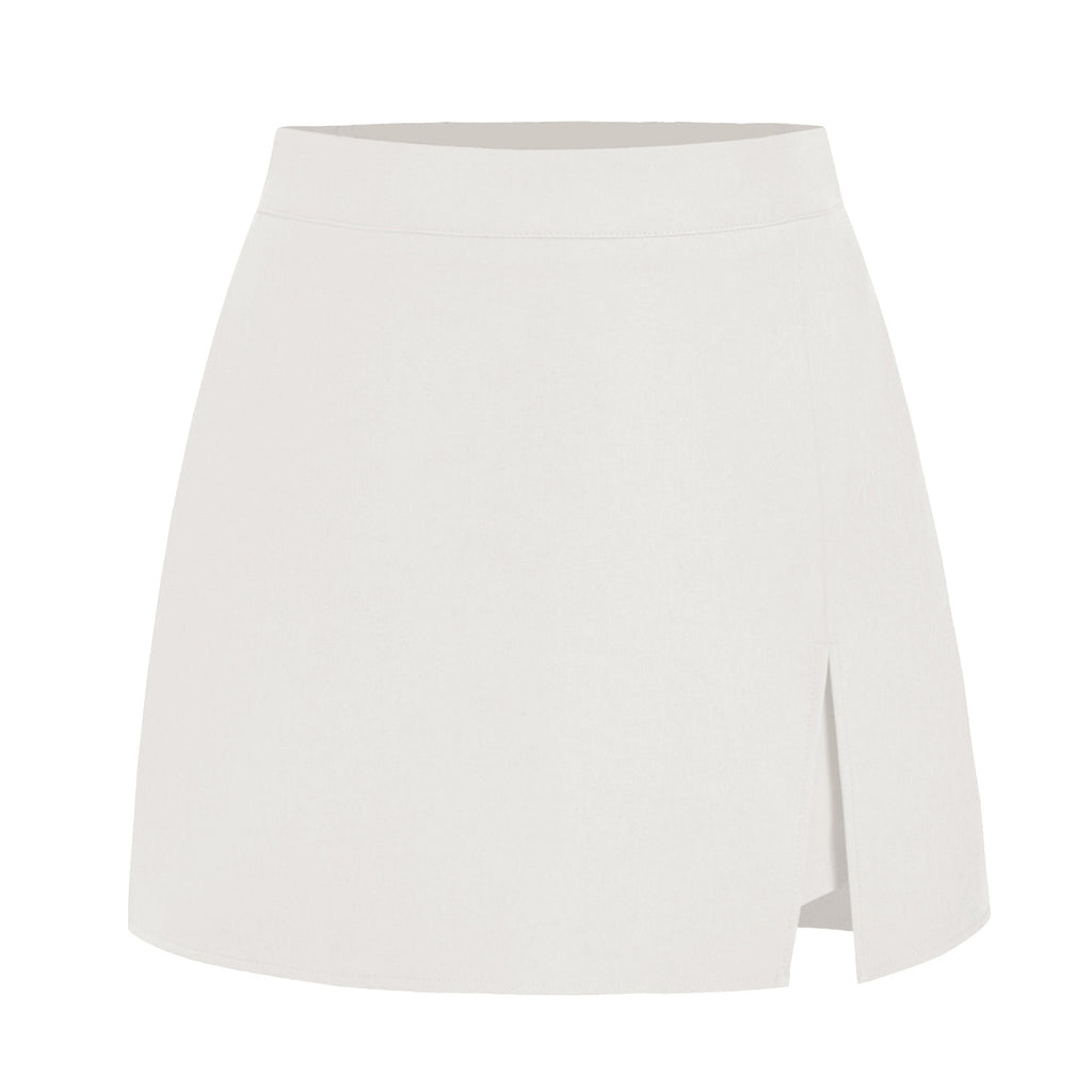 Tailored High Waist Wrap Front Mini Skirt - White