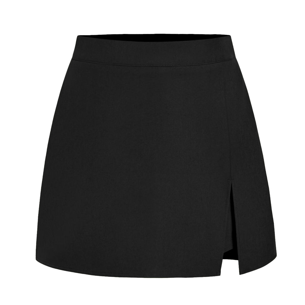 Tailored High Waist Wrap Front Mini Skirt - black