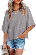 Oversized Drop Shoulder Half Sleeve Tee - grey