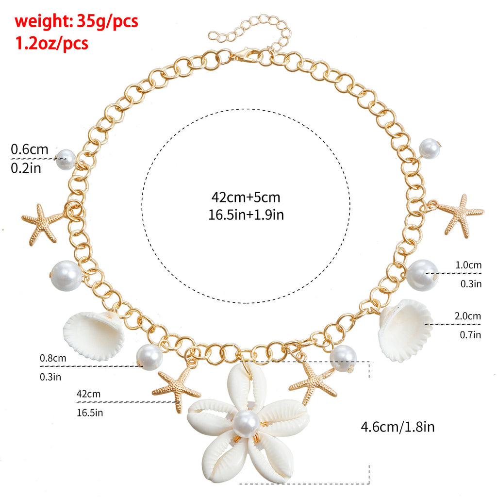 Cowrie Shell Flower Necklace And Earrings